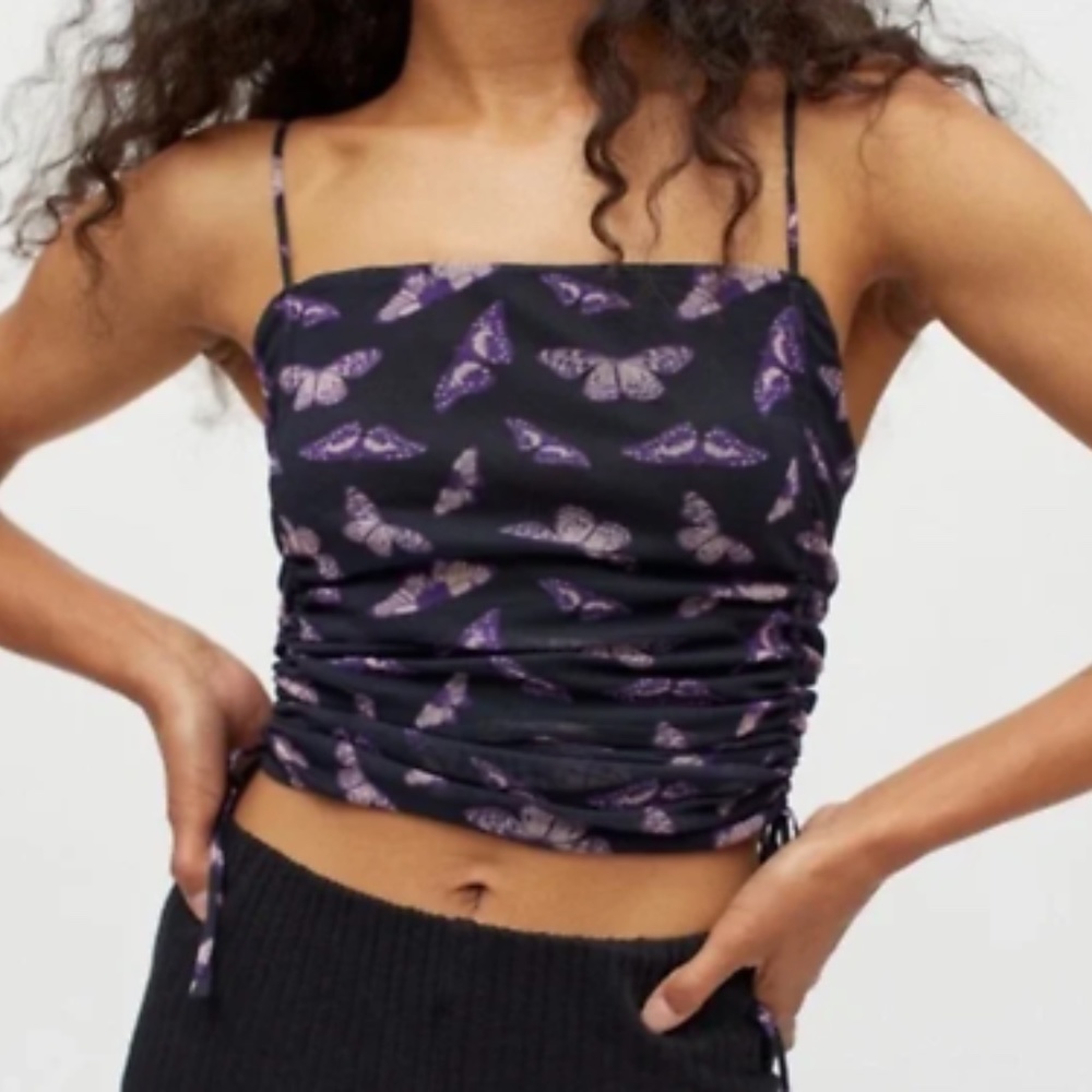 Urban Outfitters Ruched Butterfly Tank Top Size Large